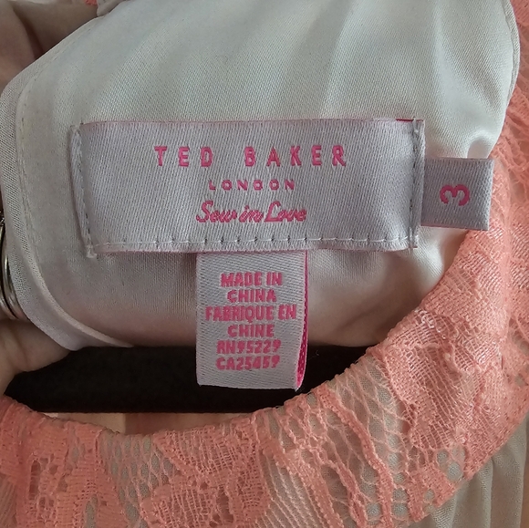 Ted Baker London Pleated Lace Trim Maxi Dress, Peach & Bright Orange - Picture 6 of 9